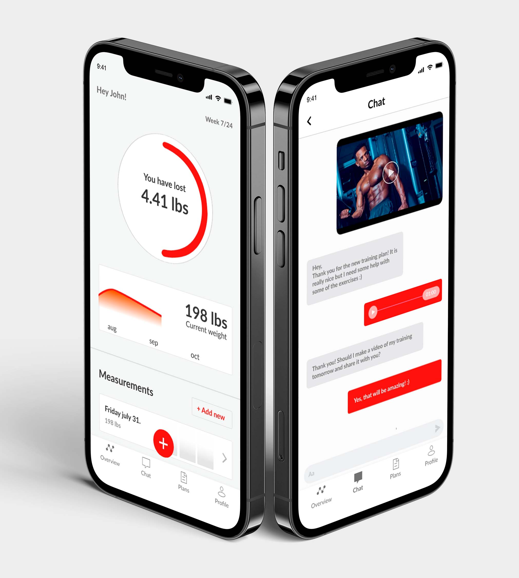 A mockup of the coaching app showcasing the features.